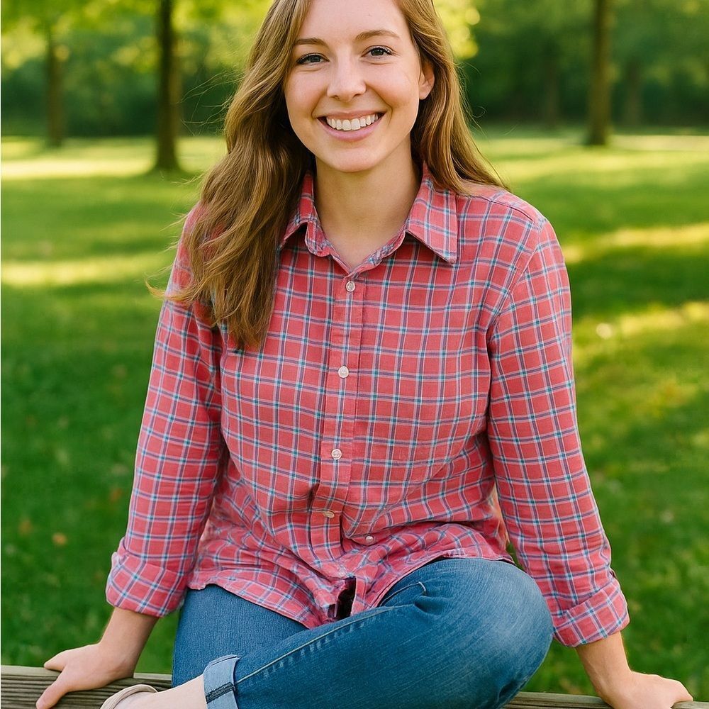 Faherty Plaid Button Down Long Sleeve Cotton Shirt - image 1